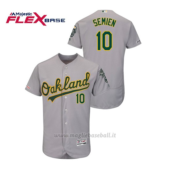 Maglia Baseball Uomo Oakland Athletics Marcus Semien 150th Aniversario Patch Autentico Flex Base Grigio